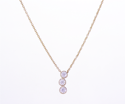 Single Row Trio Diamond Necklace Pendant