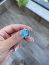 12x10mm Emerald Cut Fancy Blue Topaz art deco Ring