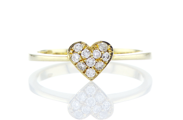 Small Pave Heart Ring Diamond Heart Stack Ring