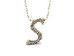 Letter Diamond Charm Necklace - Initial Diamond Charm Necklace