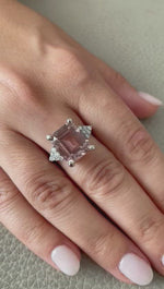 Pink Emerald Cut Morganite Engagement Ring