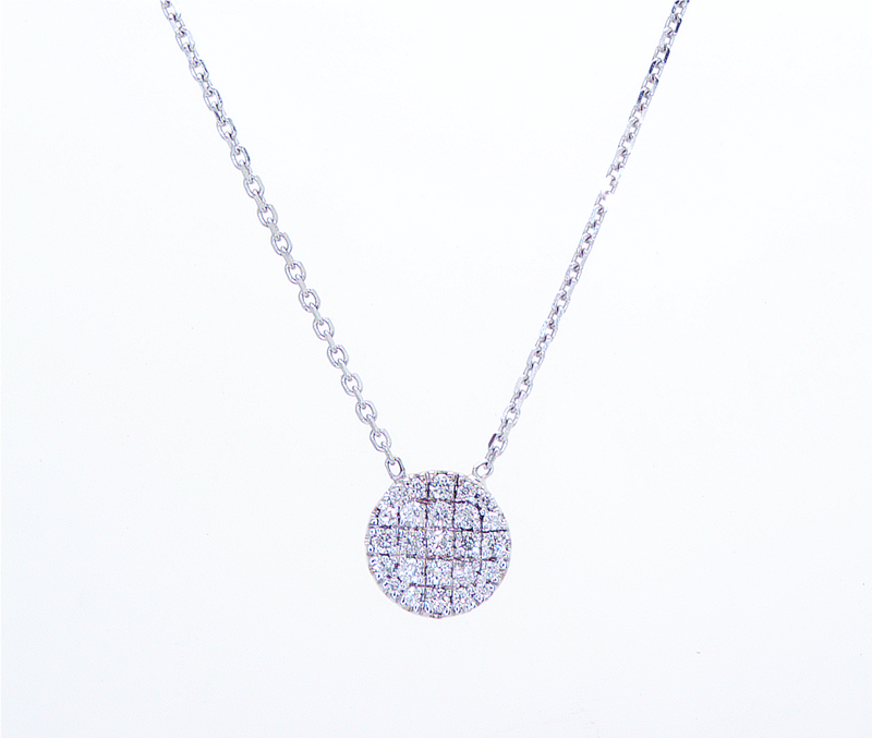 Pave Setting Round Diamond Pendant Necklace