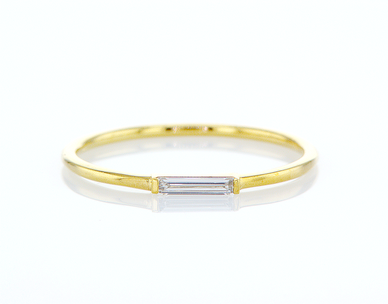 Minimalist Diamond Ring - Baguette Solitaire Ring