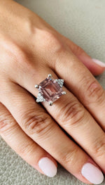 Pink Emerald Cut Morganite Engagement Gold Ring