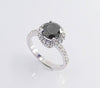 Black Round Brilliant Cut Halo Diamond Ring
