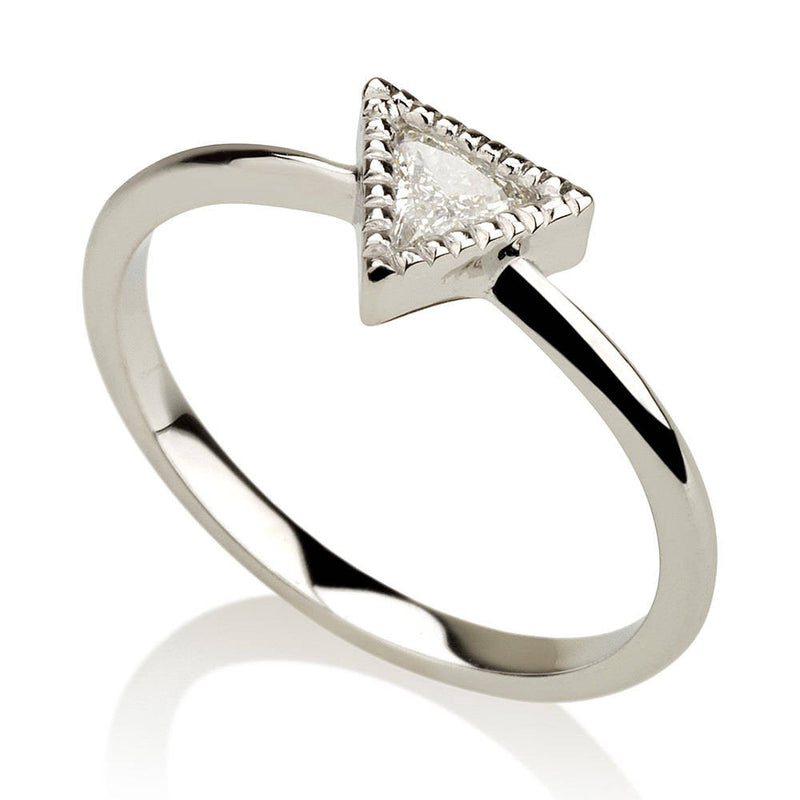 Dainty Triangle Diamond Solitaire Ring