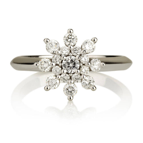  Diamond Flower Ring - Diamond Snowflake Engagement Ring 