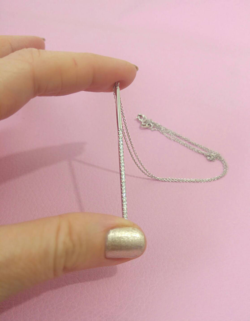 Diamond Bar Necklace - Diamond Lariat Necklace