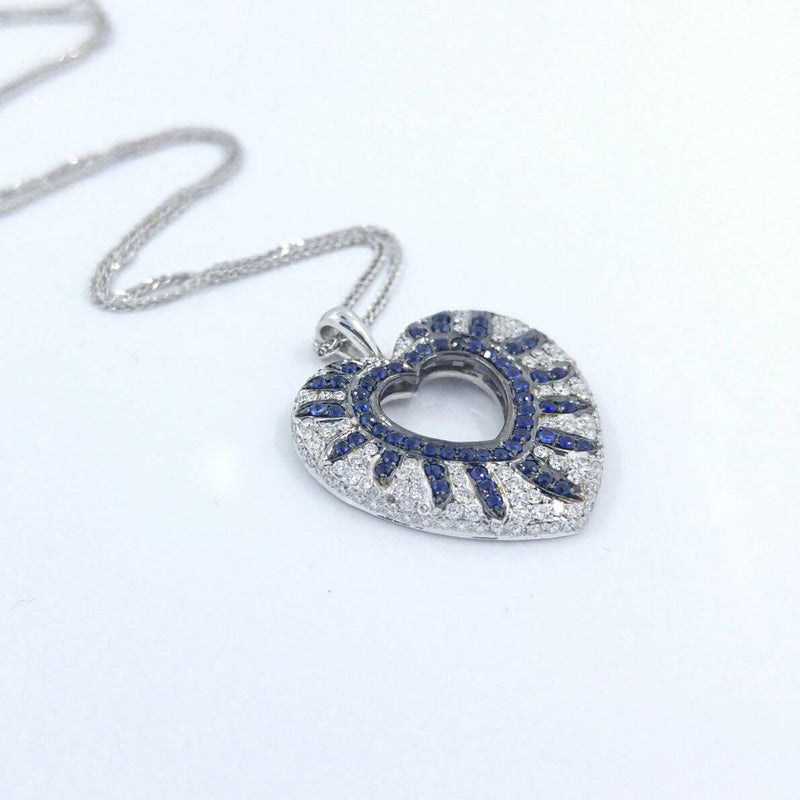 Blue Sapphire Heart Diamond Necklace