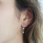 Round Diamonds Bar Dangle Earrings -Trio Diamonds Earrings