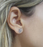 Flower White Gold Diamond Earrings