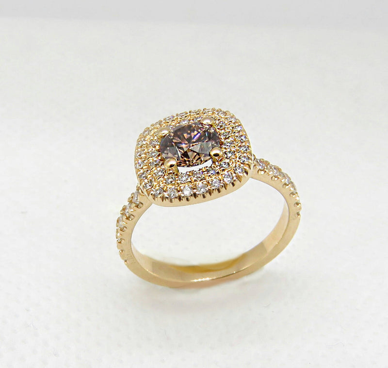 Cognac Engagement Rose Gold Ring -  Chocolate Diamond Ring