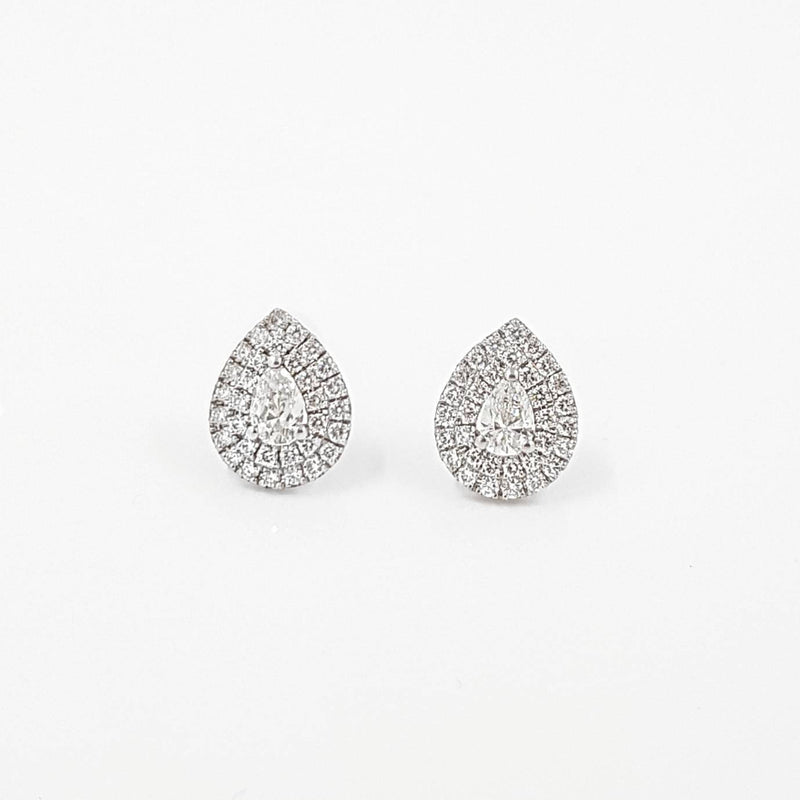 Pear Shape Halo Diamond Earrings