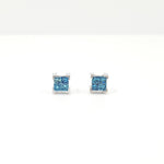 Princess-Cut Blue Diamond Stud Earrings