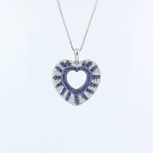 Blue Sapphire Heart Diamond Necklace