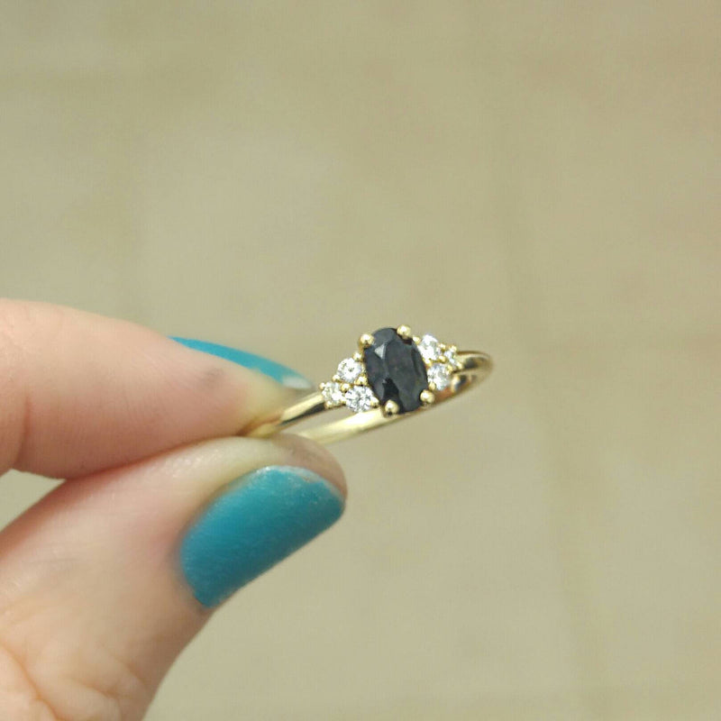 Sapphire Oval Cut Engagement Diamond Ring