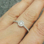 Dainty Diamond Halo Engagement Ring