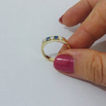  Diamond and Blue Sapphire Band - Anniversary Ring