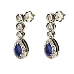 Sapphire Dangle Diamond Earrings