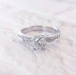1.00 Carats Round Brilliant Cut pave Side Stones Diamond Engagement Ring