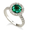 Halo Green Emerald Engagement Ring
