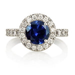Halo Blue Sapphire Engagement Ring
