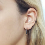 Black Diamond Gold Hoop Earrings