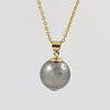 10MM Silver Grey Single Pearl Gold Necklace
