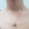 Silver Grey Single Pearl Gold Necklace