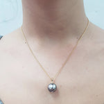Silver Grey Single Pearl Gold Necklace
