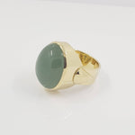 Milky Cabochon Aquamarine Ring - Green Gemstone Ring