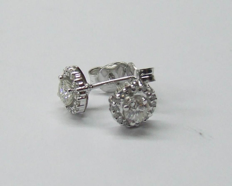 Diamond Halo Earrings - Diamond Cluster Earrings 