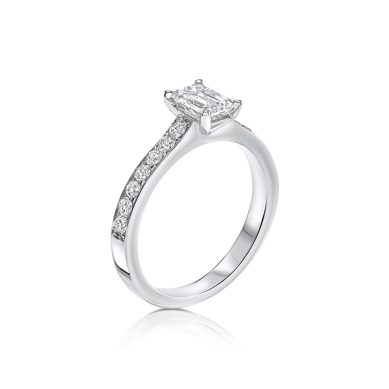 Emerald Cut Pavé Band Engagement Ring