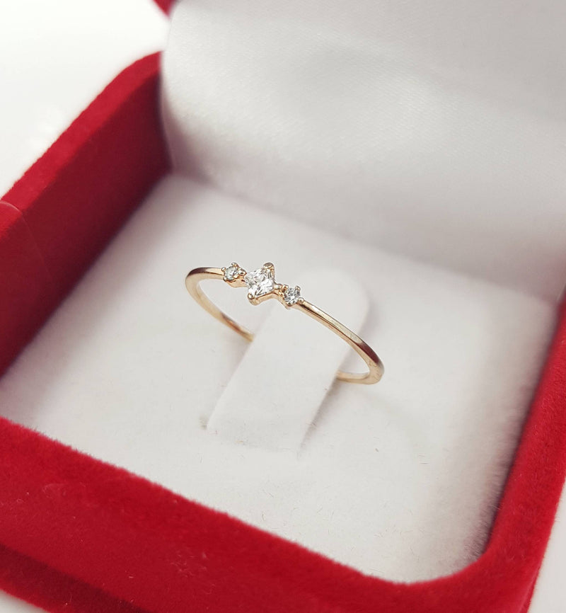 Princess Diamond Minimalist Thin Ring