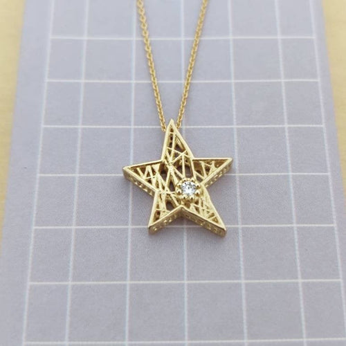 Gold Star Diamond Necklace