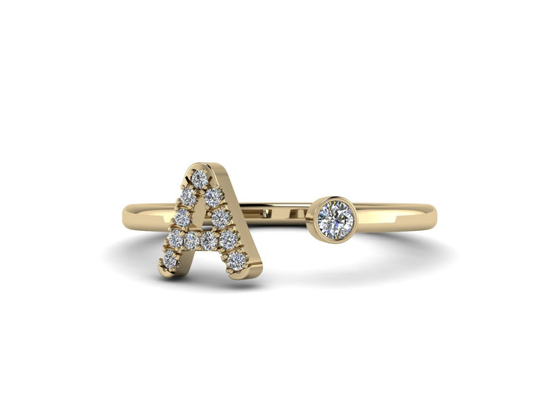 Alphabet Gold Initial Ring -Signet Rings