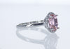 Halo Oval Shape Morganite and Diamonds Engagement Ring